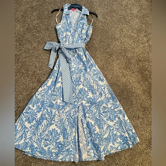 Lilly Pulitzer beautifully dress size 8 color, blue white - Picture 4 of 7